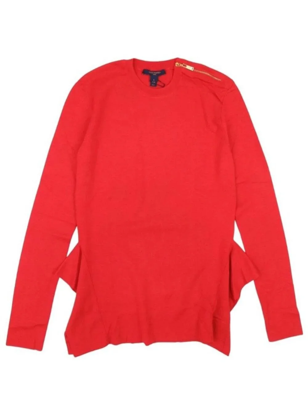 Louis Vuitton Frilled Sweater Frill Cashmere Wool High Gauge Knit Top L